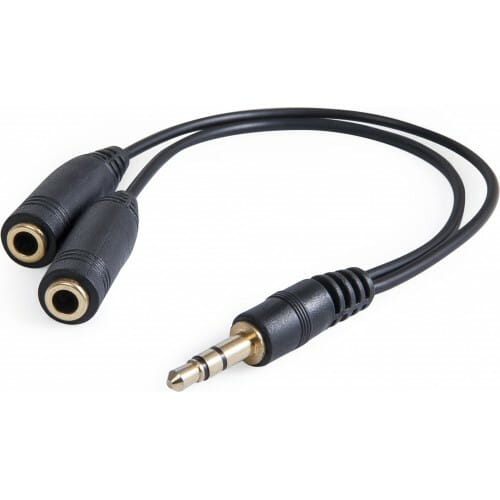 Аудіо-кабель Defender Audio jack 3.5мм M/2x3.5мм F, довжина 0,12 м (63001)