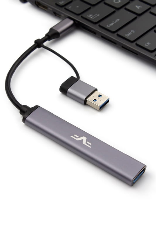 Концентратор USB 3.0 Frime 1хUSB3.0 3хUSB2.0 Silver (FH-20152)