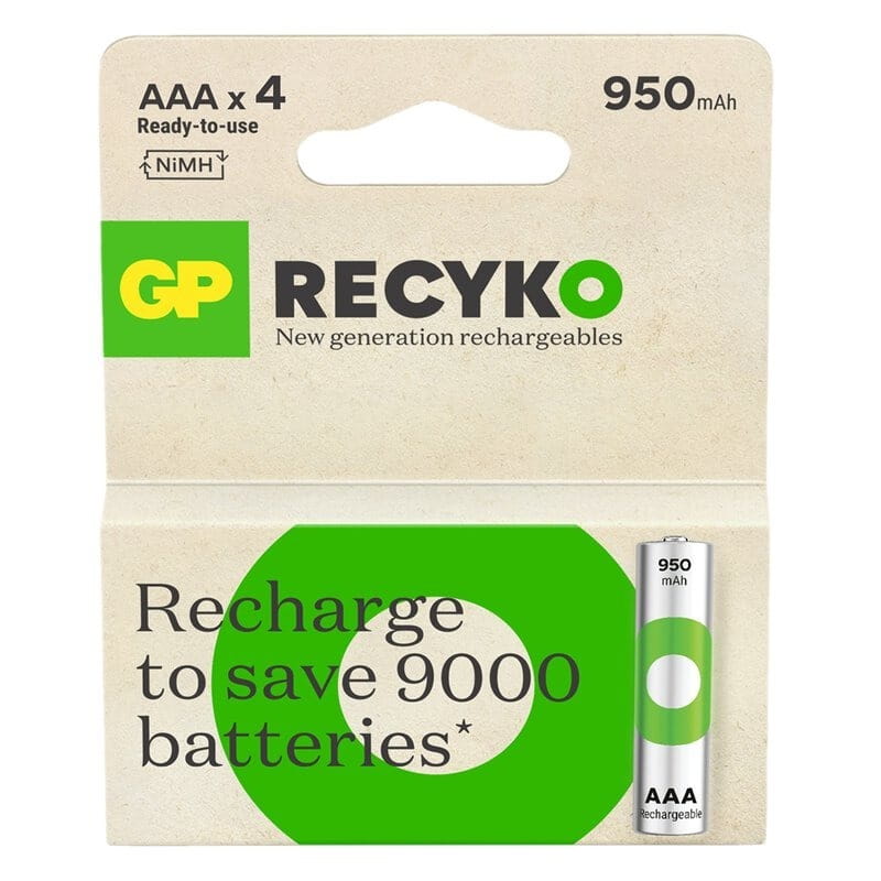 Аккумуляторы GP Recyko Eco AAA/HR03 NI-MH 950mAh Box 4 шт