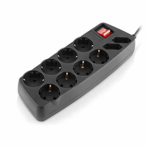 Фото - Сетевой фильтр / удлинитель REAL-EL Фільтр живлення  RS-10 Protect 3 м Black EL122300039 