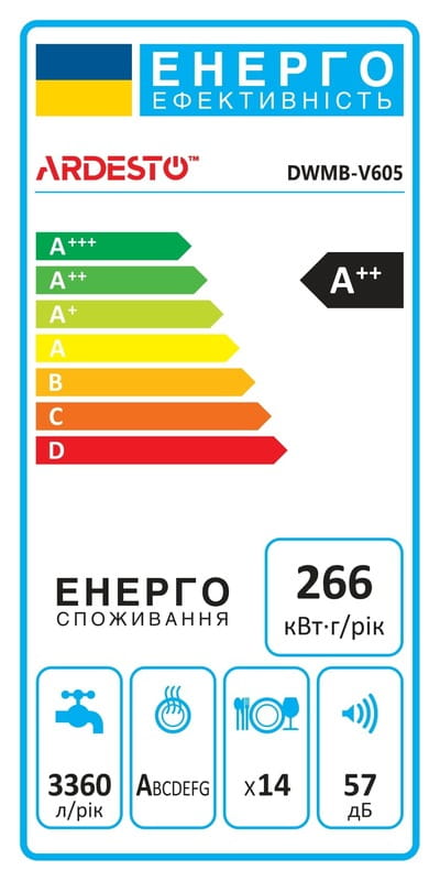 Вбудована посудомийна машина Ardesto DWMB-V605