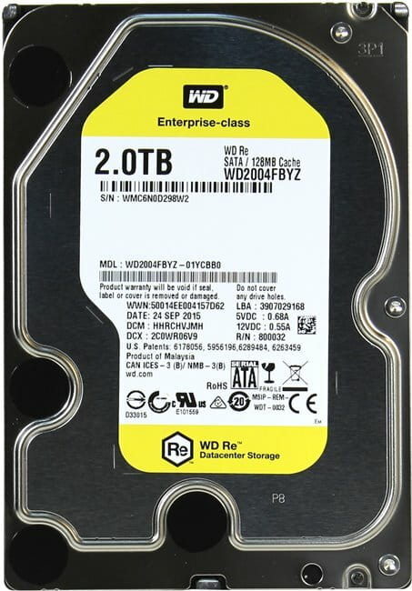 Накопитель HDD SATA 2.0TB WD RE 7200rpm 128MB (WD2004FBYZ)