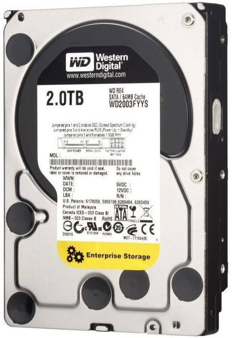 Накопитель HDD SATA 2.0TB WD RE 7200rpm 128MB (WD2004FBYZ)