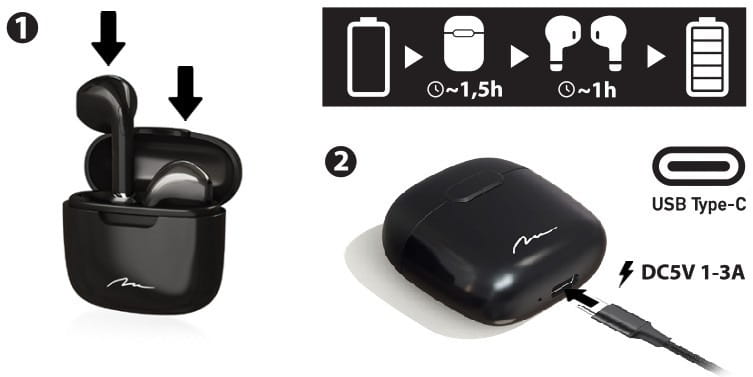 Bluetooth-гарнитура Media-Tech R-Phones TWS+ Black (MT3608K)