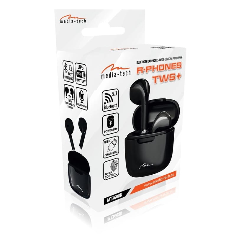 Bluetooth-гарнитура Media-Tech R-Phones TWS+ Black (MT3608K)