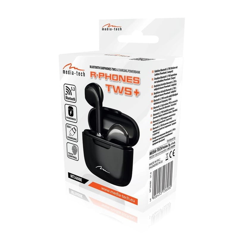 Bluetooth-гарнитура Media-Tech R-Phones TWS+ Black (MT3608K)