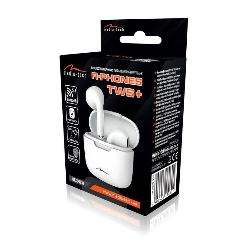 Bluetooth-гарнітура Media-Tech R-Phones TWS+ White (MT3608W)