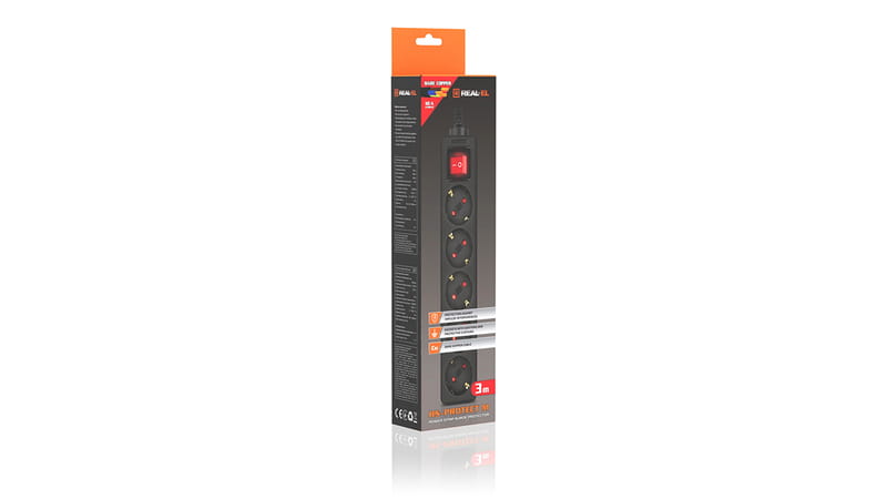 Фильтр питания REAL-EL RS-Protect M 10м Black