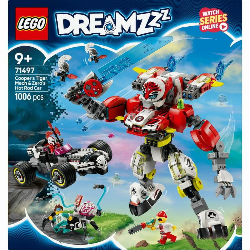 Конструктор LEGO DREAMZzz Робот-тигр Купера та Хот-род авто Зеро (71497)