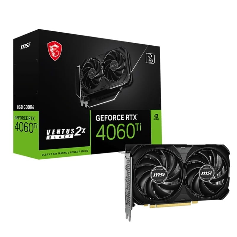 Відеокарта GF RTX 4060 Ti  8GB GDDR6 Ventus 2X Black E1 MSI (GeForce RTX 4060 Ti 8G VENTUS 2X BLACK E1)