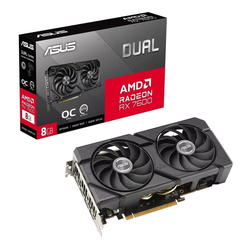 Видеокарта AMD Radeon RX 7600 8GB GDDR6 Dual EVO OC Asus (DUAL-RX7600-O8G-EVO)