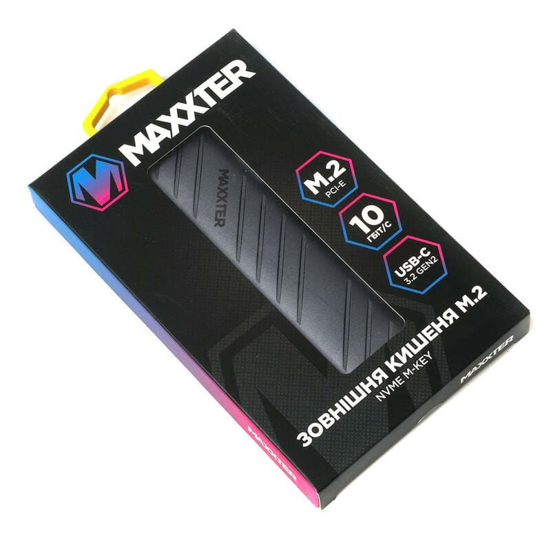 Зовнішня кишеня Maxxter M.2 NVMe PCIe, USB 3.2 Type-C, Metal, Black (EHDE-2280S-01)