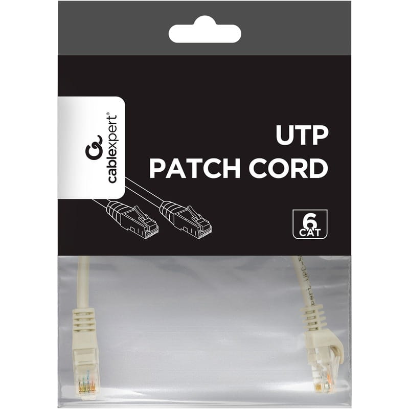 Патч-корд UTP Cablexpert (PP6U-CU-0.25M) Cat.6, литой, 50u" штекер с защелкой, 0.25 м, серый