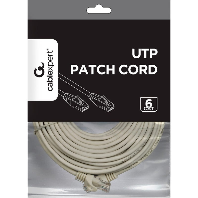 Патч-корд UTP Cablexpert (PP6U-CU-10M) Cat.6, литой, 50u" штекер с защелкой, 10 м, серый