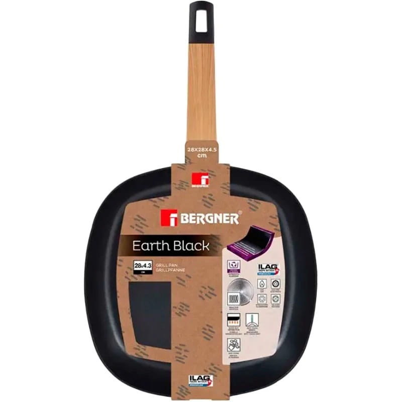 Сковорода гриль Bergner Earth black 28 см (BG-34625-BK)