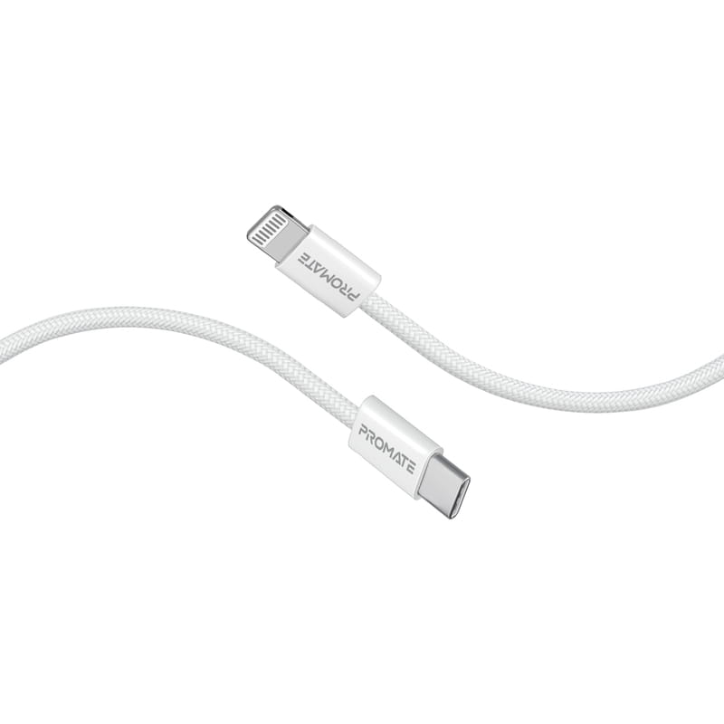 Кабель Promate USB Type-C - Lightning (M/M), 3 A, 27 W, 1.2 м, EcoLine-Ci120 White