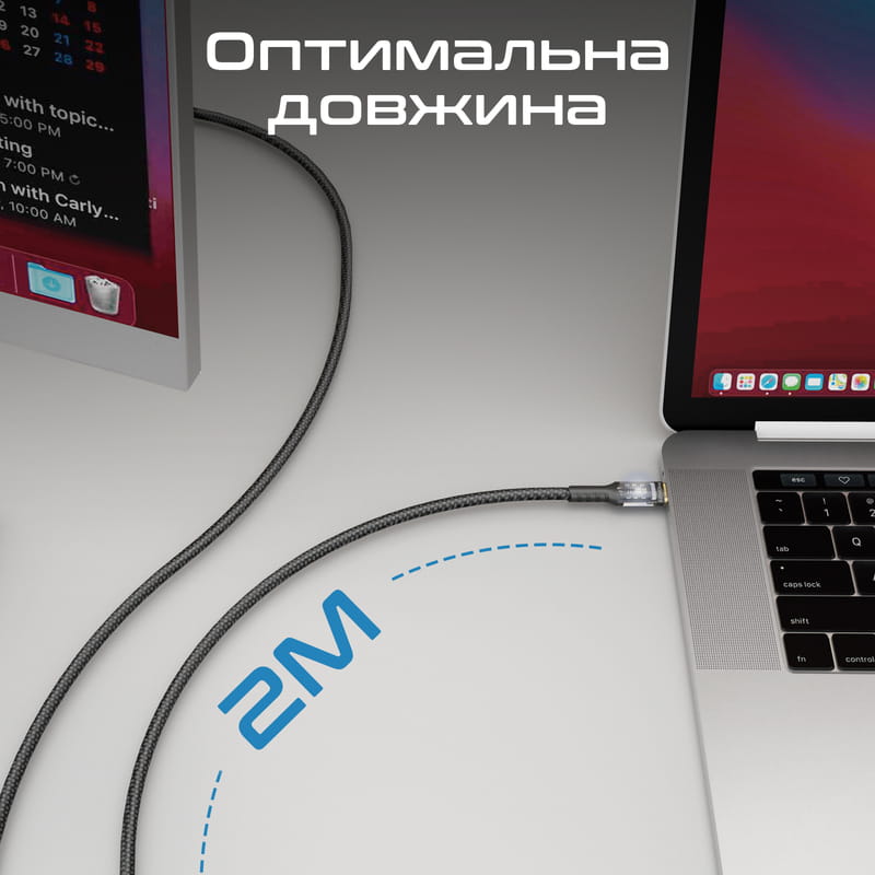 Кабель Promate USB Type-C - USB Type-C (M/M), 5 A, 100 W, 2 м, Lucidline-CC200 Black