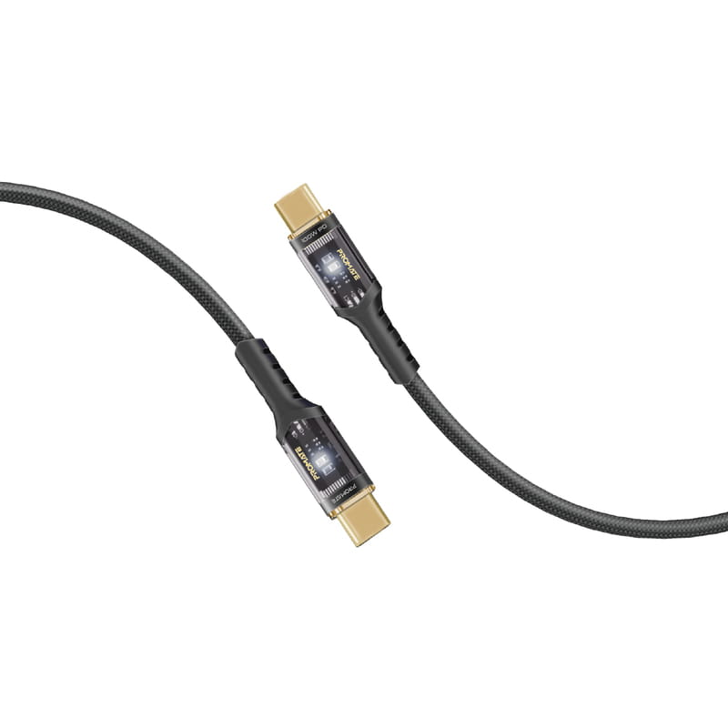 Кабель Promate USB Type-C - USB Type-C (M/M), 5 A, 100 W, 1.2 м, Lucidline-CC120 Black