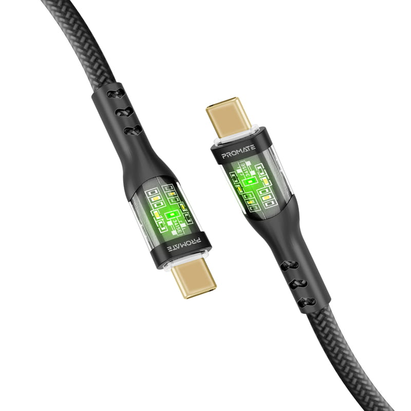 Кабель Promate USB Type-C - USB Type-C (M/M), 3 A, 60 W, 2 м, TransLine-CC200 Black