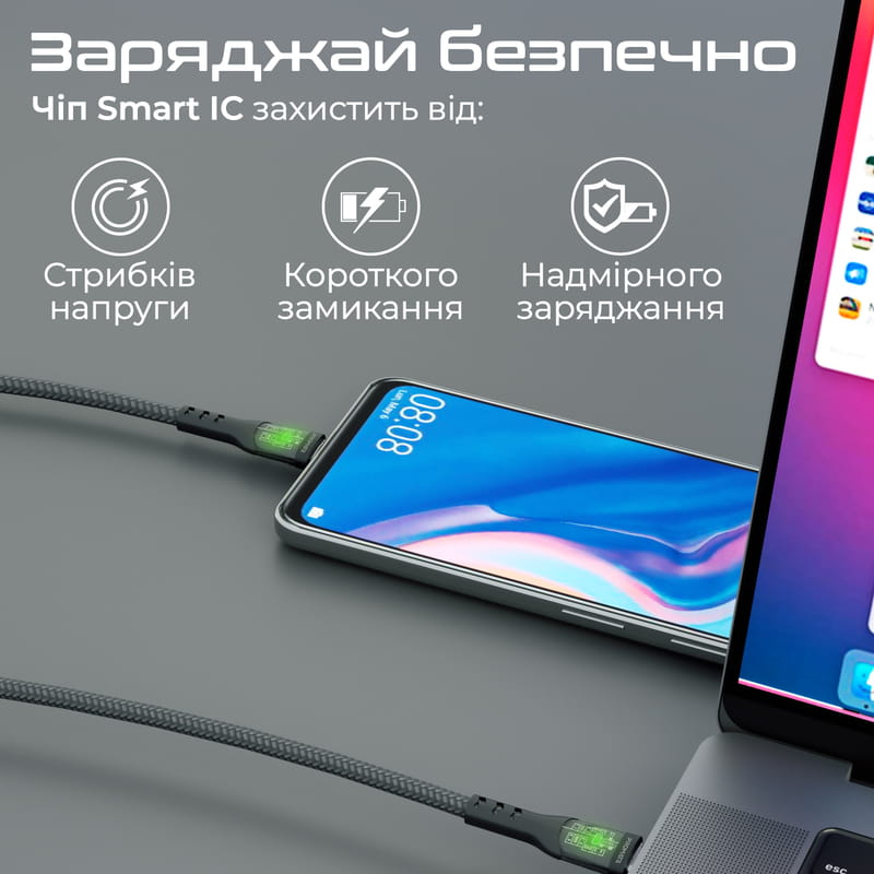 Кабель Promate USB Type-C - USB Type-C (M/M), 3 A, 60 W, 2 м, TransLine-CC200 Black