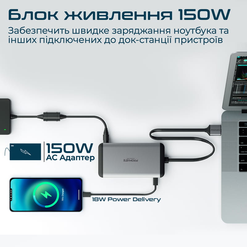 USB-хаб Promate VersaHub USB Type-C 13-в-1 Grey