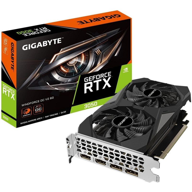 Видеокарта GF RTX 3050 6GB GDDR6 WindForce OC V2 Gigabyte (GV-N3050WF2OCV2-6GD)