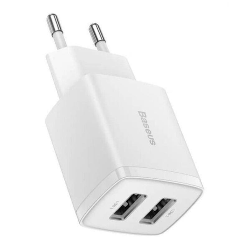 Мережевий зарядний пристрій Baseus Compact 2U (2USB) 10.5W White (CCXJ010202)