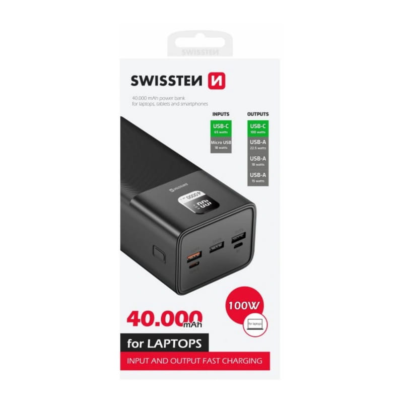 Универсальная мобильная батарея Swissten 40000mAh 100W Black (8595217481275)