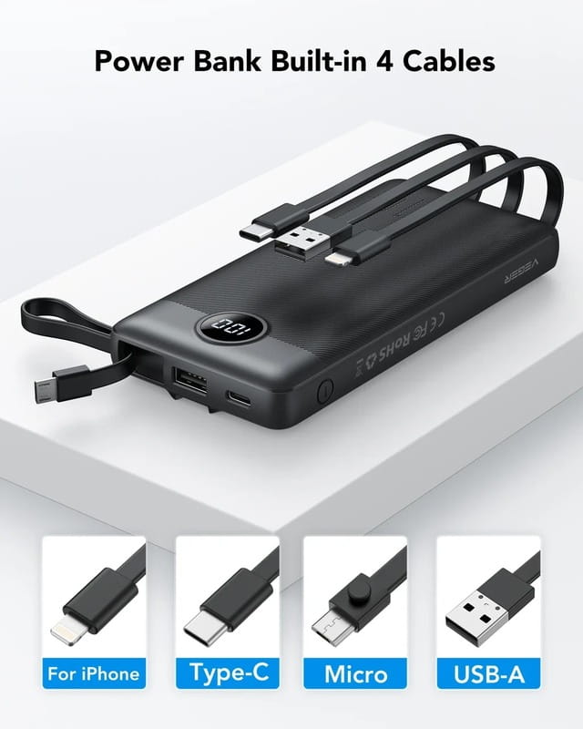 Універсальна мобільна батарея Veger C10 10000mAh, Black (1283126526848)