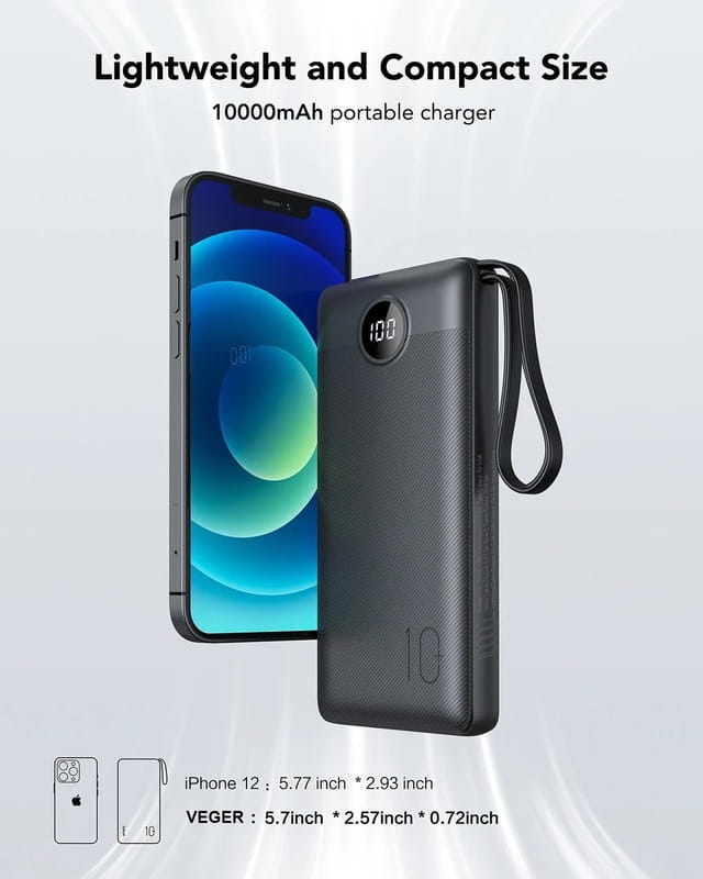 Универсальная мобильная батарея Veger C10 10000mAh, Black (1283126526848)