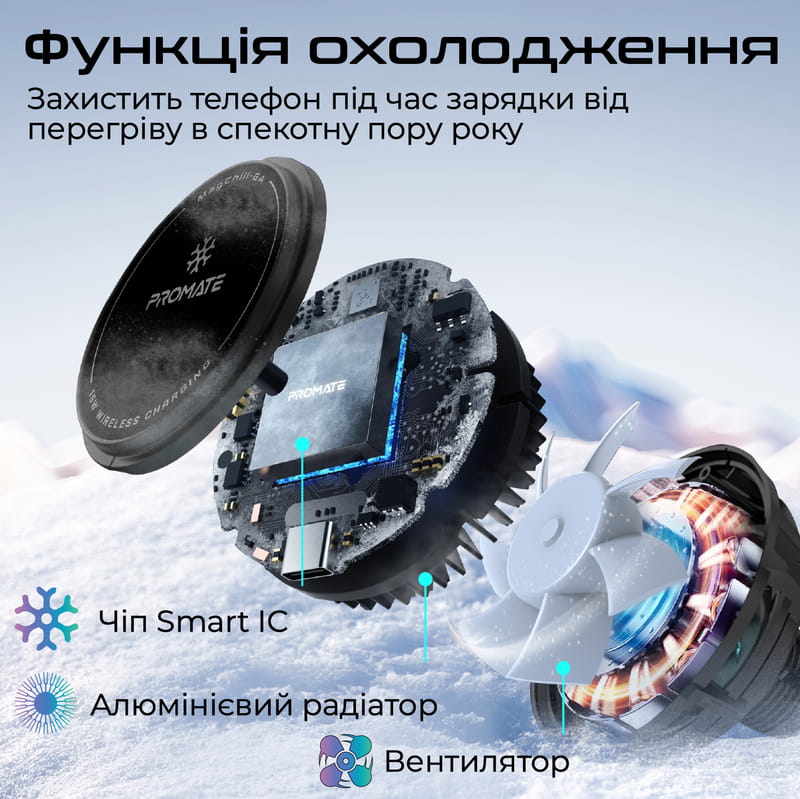 Беспроводное зарядное устройство Promate MagChill-Ga MagSafe Black