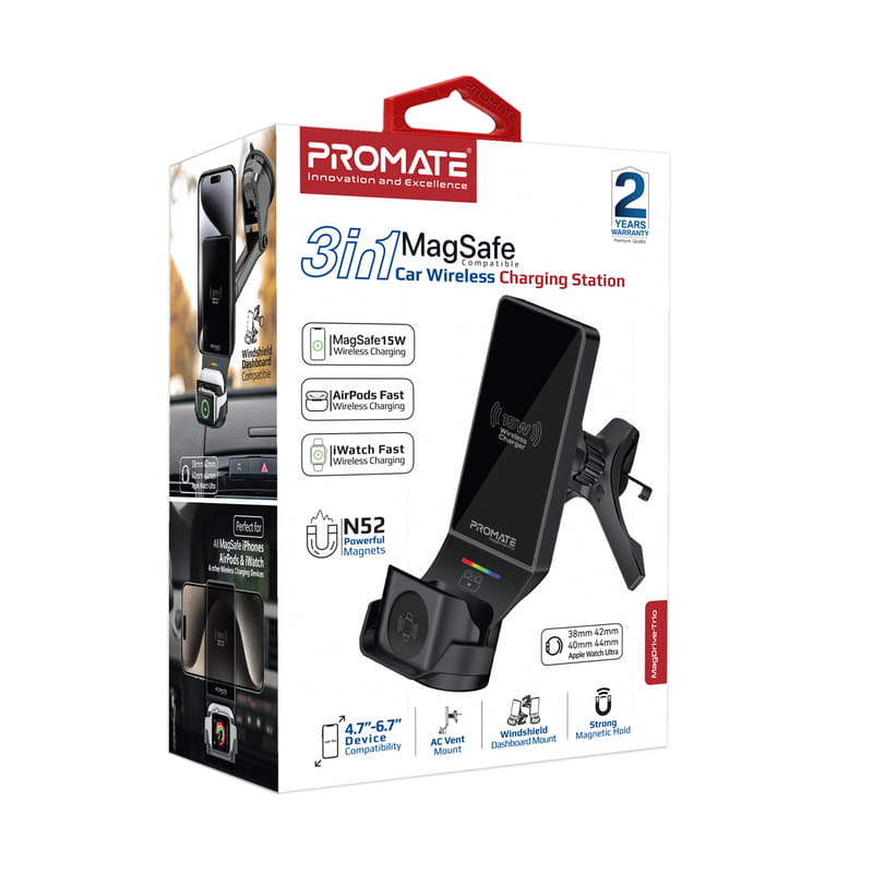 Беспроводное зарядное устройство Promate MagDrive-Trio MagSafe Black