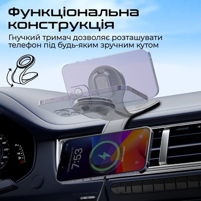 Беспроводное зарядное устройство Promate Laxmount-15W MagSafe Black