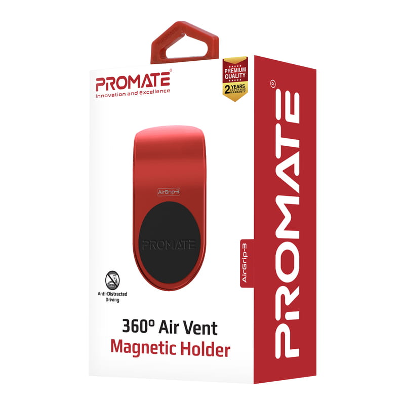 Автотримач для смартфона магнітний Promate AirGrip-3 Red