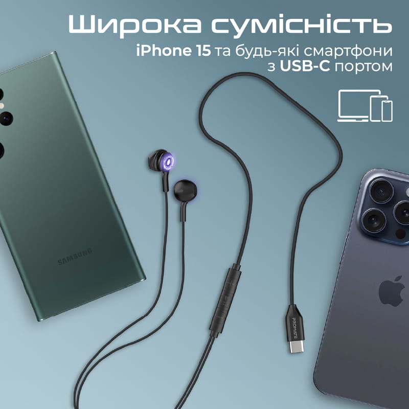 Гарнитура Promate LumiBuds-C Black