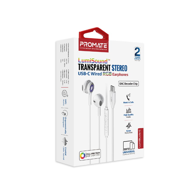 Гарнитура Promate LumiBuds-C Silver