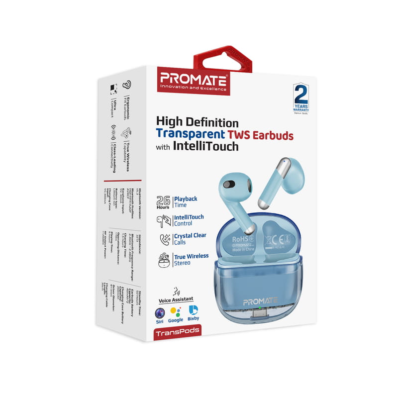 Bluetooth-гарнитура Promate TransPods Blue