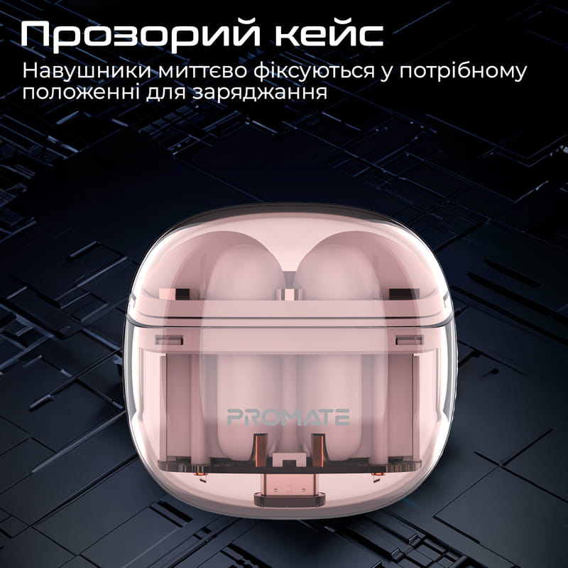 Bluetooth-гарнитура Promate TransPods Pink