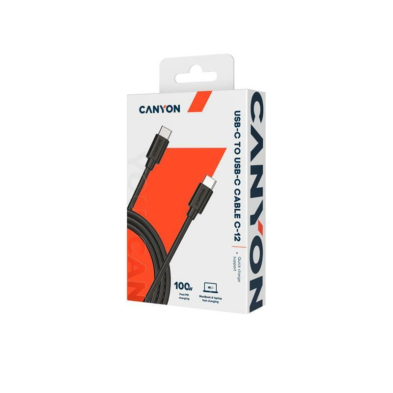Кабель Canyon C-12 USB Type-C - USB Type-C (M/M) 2 м, Black (CNS-USBC12B)