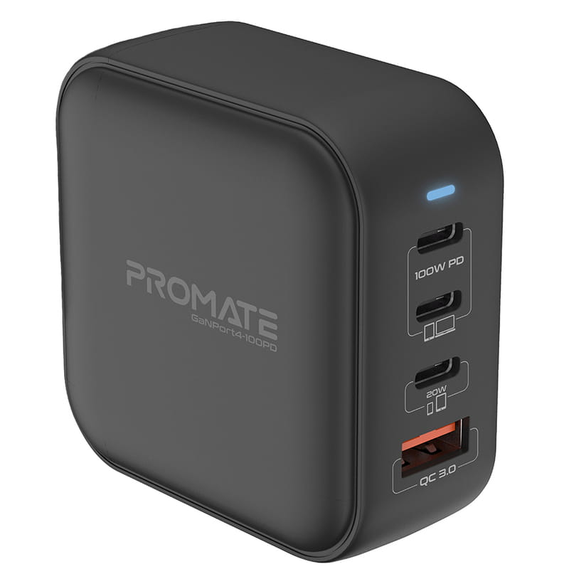 Зарядное устройство Promate GaNPort4-100PD 100W Black