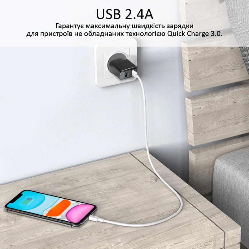 Зарядное устройство Promate BiPlug 12W Black