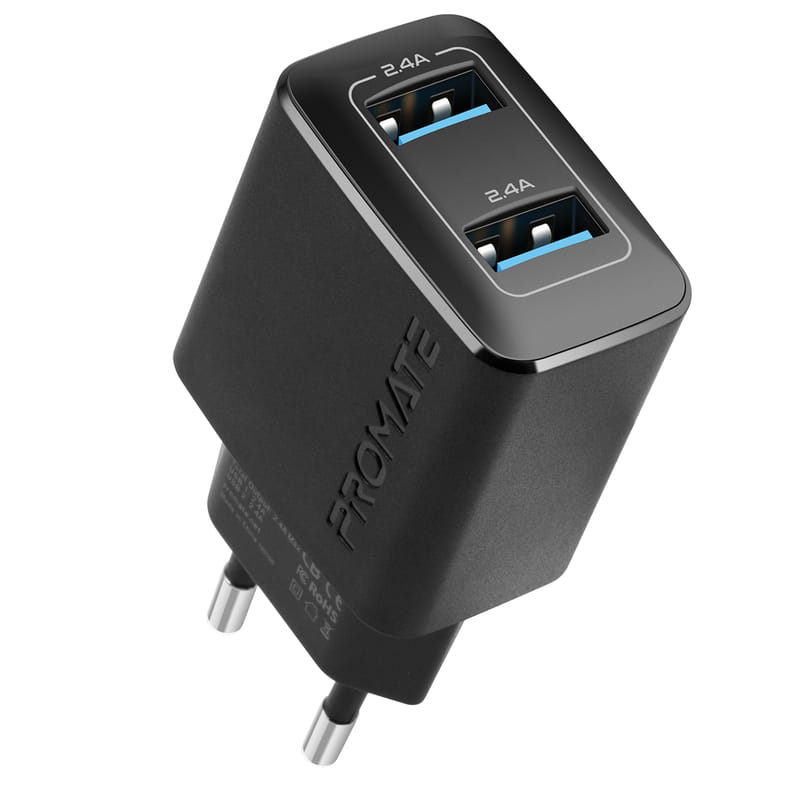 Зарядное устройство Promate BiPlug 12W Black