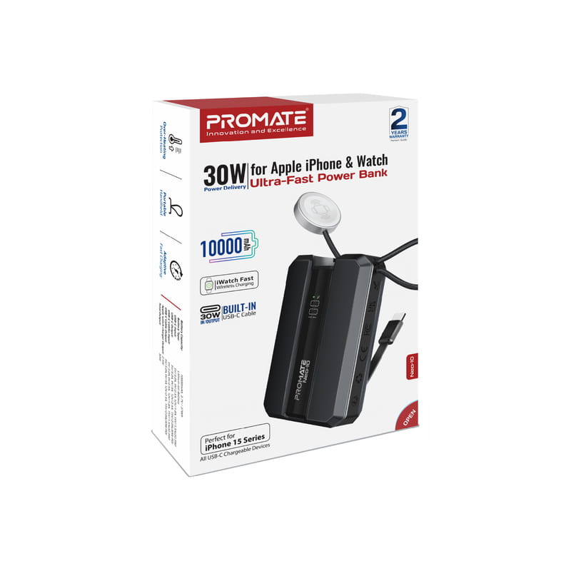 Універсальна мобільна батарея Promate Neo-10 10000mAh 30W Black (neo-10.black)