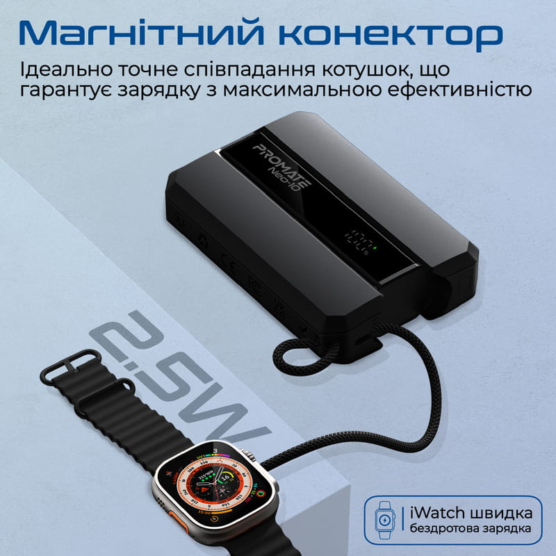 Универсальная мобильная батарея Promate Neo-10 10000mAh 30W Black (neo-10.black)