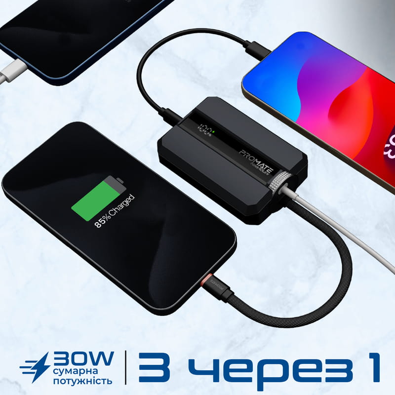 Универсальная мобильная батарея Promate Neo-10Uni 10000mAh 30W Black