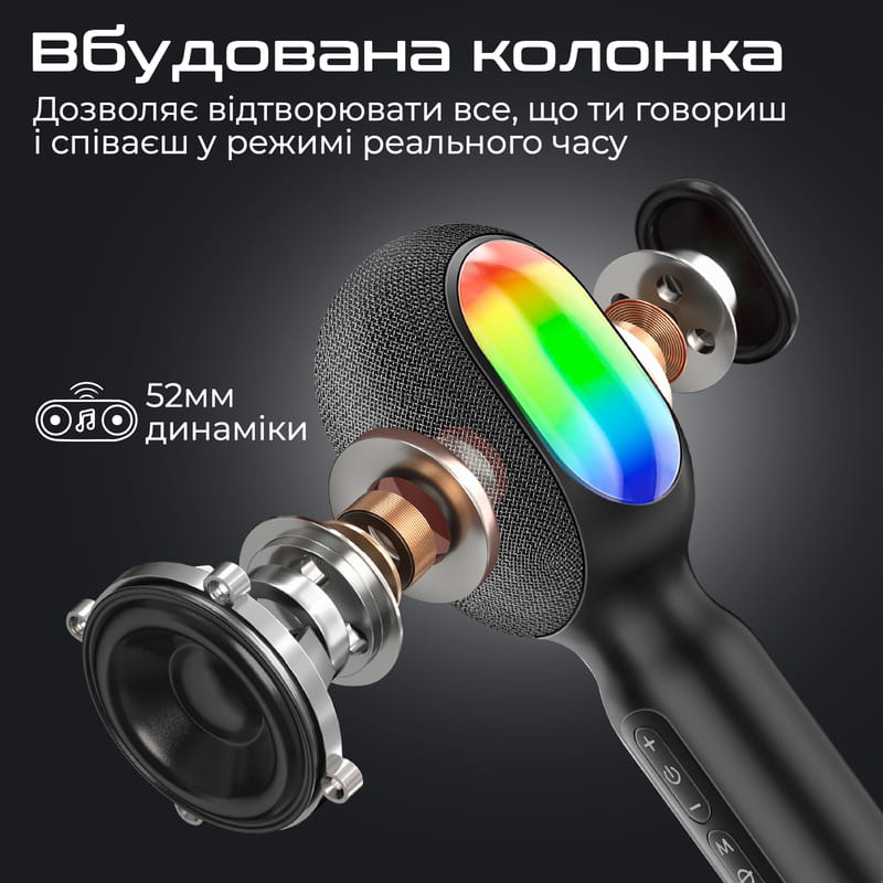 Микрофон для караоке Promate VocalMic Bluetooth LED Black