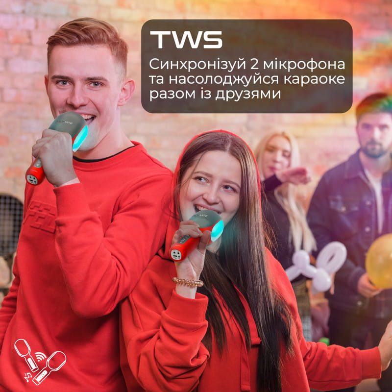 Микрофон для караоке Promate VocalMic Bluetooth LED Red