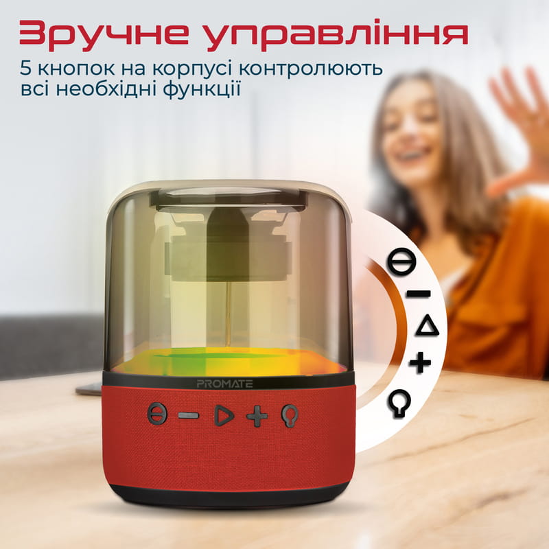 Акустическая система Promate Glitz-L 10W Red (glitz-l.red)