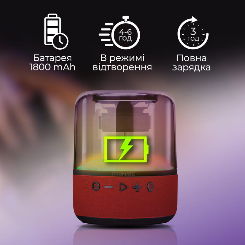 Акустическая система Promate Glitz-L 10W Red