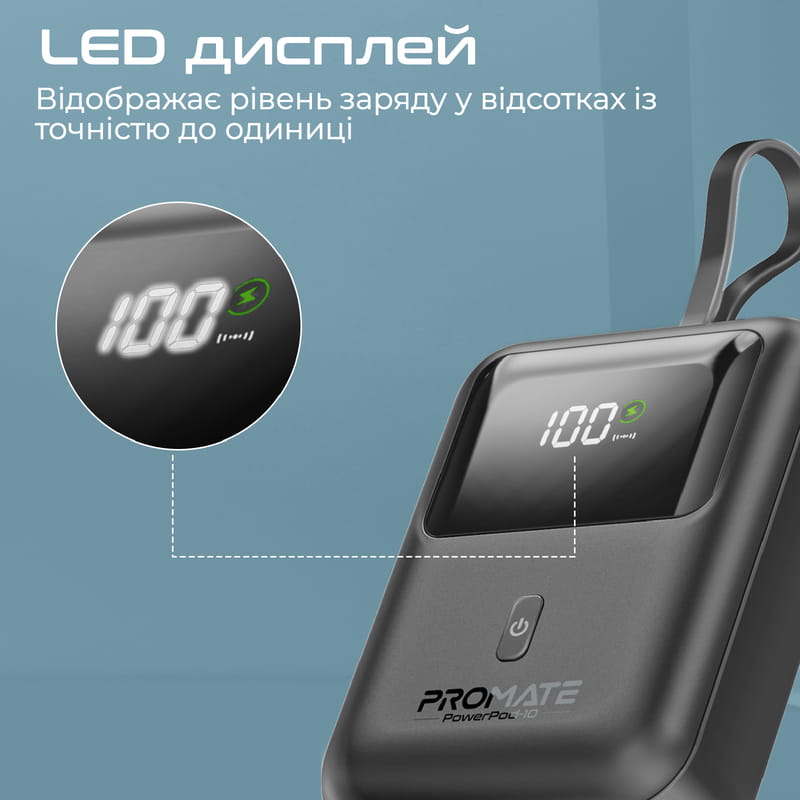 Універсальна мобільна батарея Promate PowerPod-10 10000mAh 35W Black
